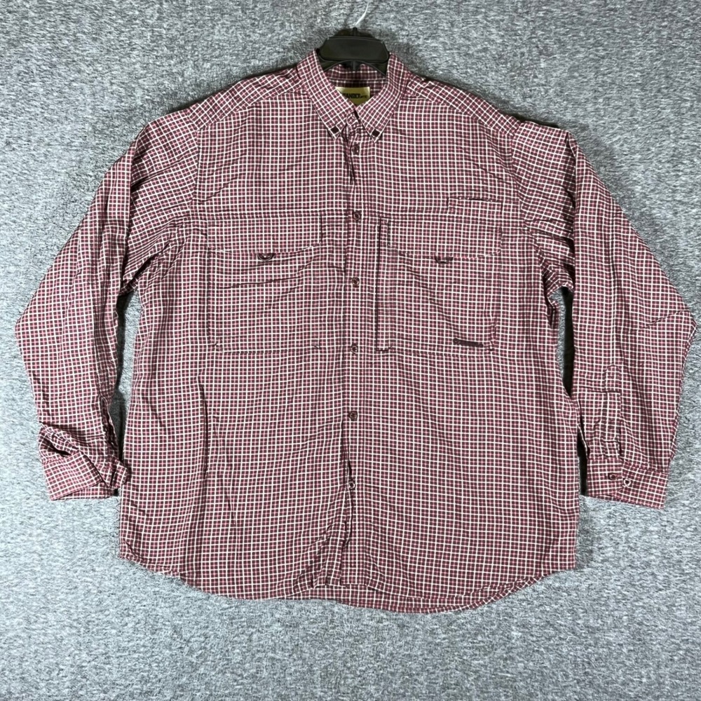 Gander MTN Plaid Button Up Shirt Long Sleeve Two Pockets Marron‎ Mens 2XL